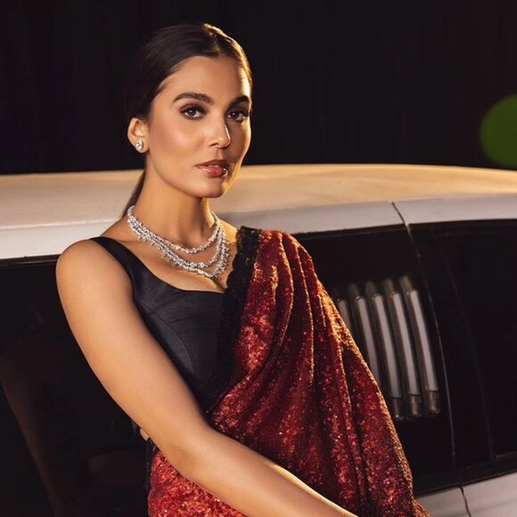 BlockBuster Design Sequins-Saree - Picture 5 of 7